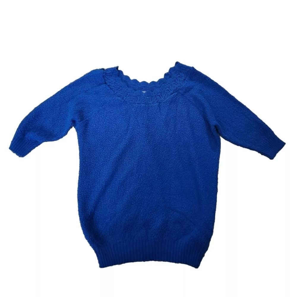 VINTAGE  Adele Knitware sweater size small BLUE Made In USA 80s 90s